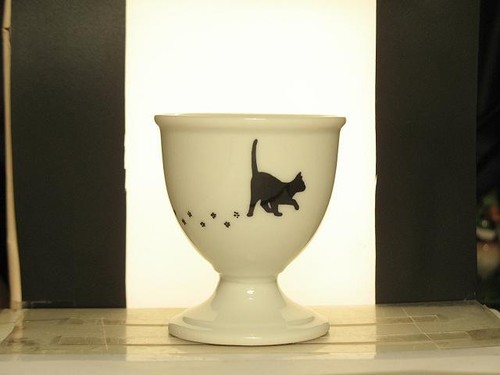 Eierbecher katze alt schwarz - katze.,